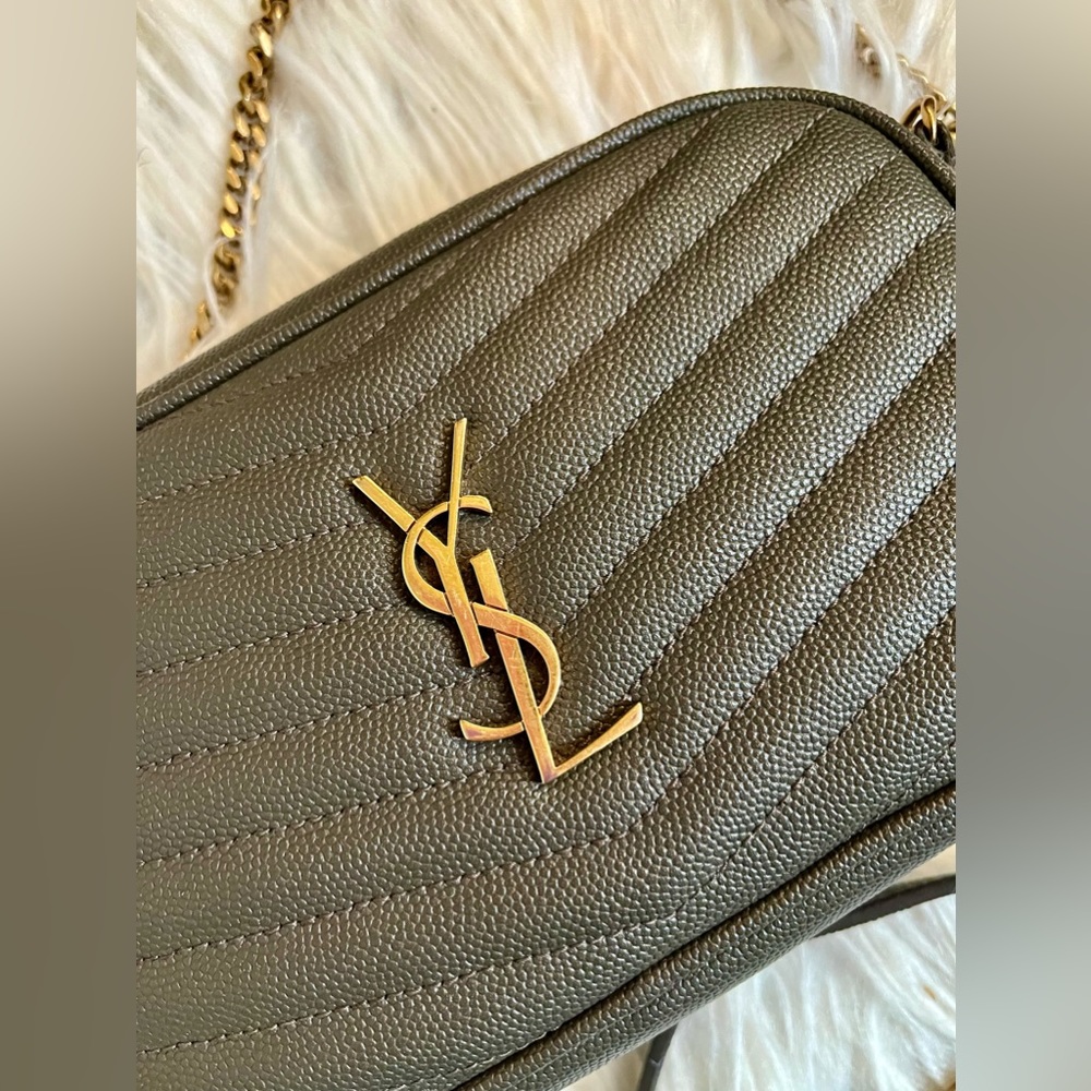 Authentic Saint Laurent Lou Mini Bag In Quilted Grain De Poudre Embossed